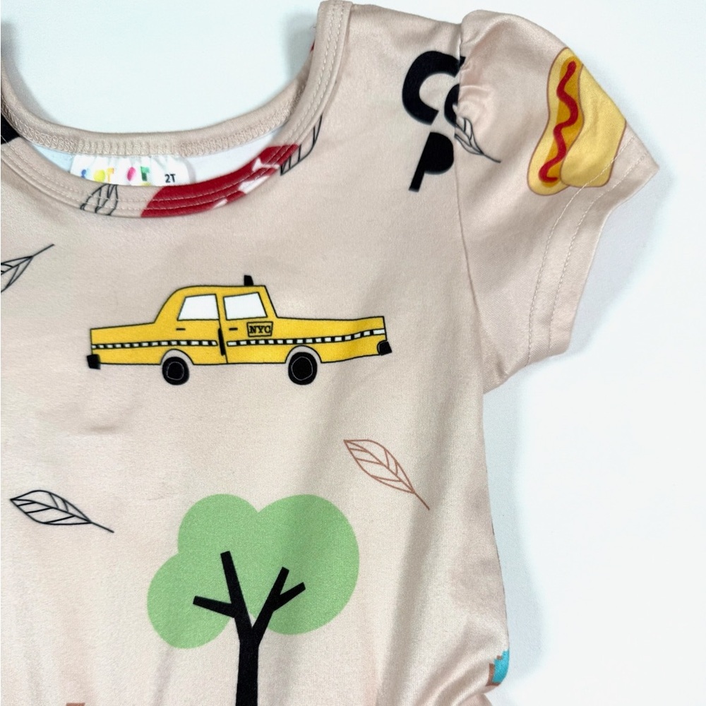 DOT DOT SMILE NYC Print Twirl Dress Short Sleeve Fit And Flare Size 2T - Picture 5 of 15
